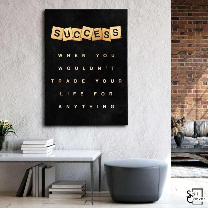 Scrabble Canvas Art - "Success" Definition Pieces Quote Inspirational Framed Canvas Wall Art Poster Print