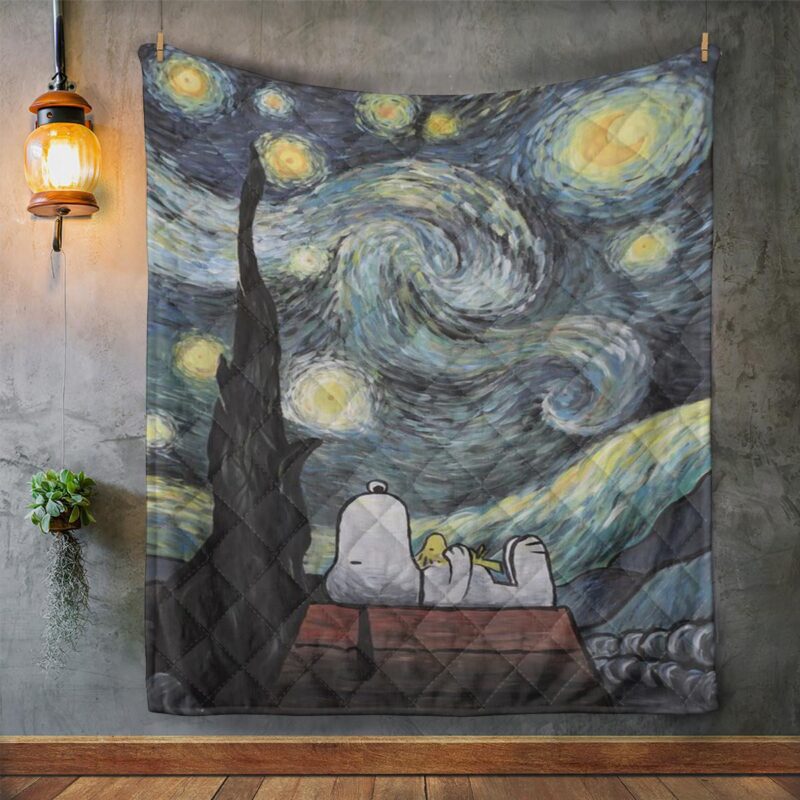 Snoopy Peanuts Woodstock Starry Night Blanket