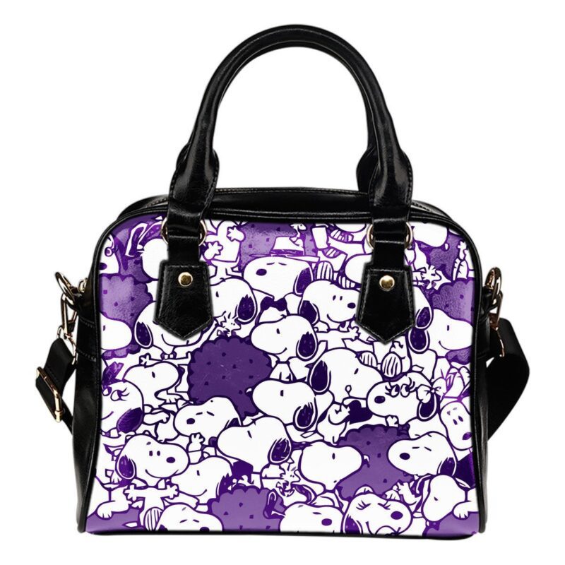 Snoopy Pattern Dark Purple Lady Leather Shoulder Hand Bag SB0134