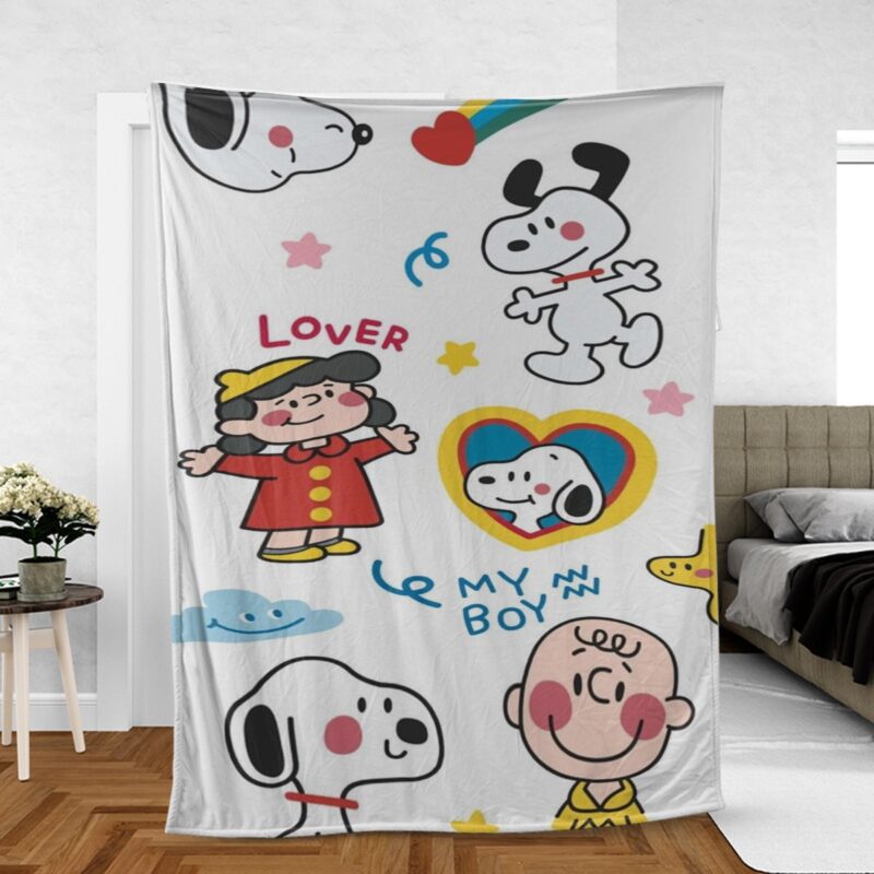 Snoopy Peanuts & Friends Gift For Fan Comfy Sofa Throw Blanket Gift