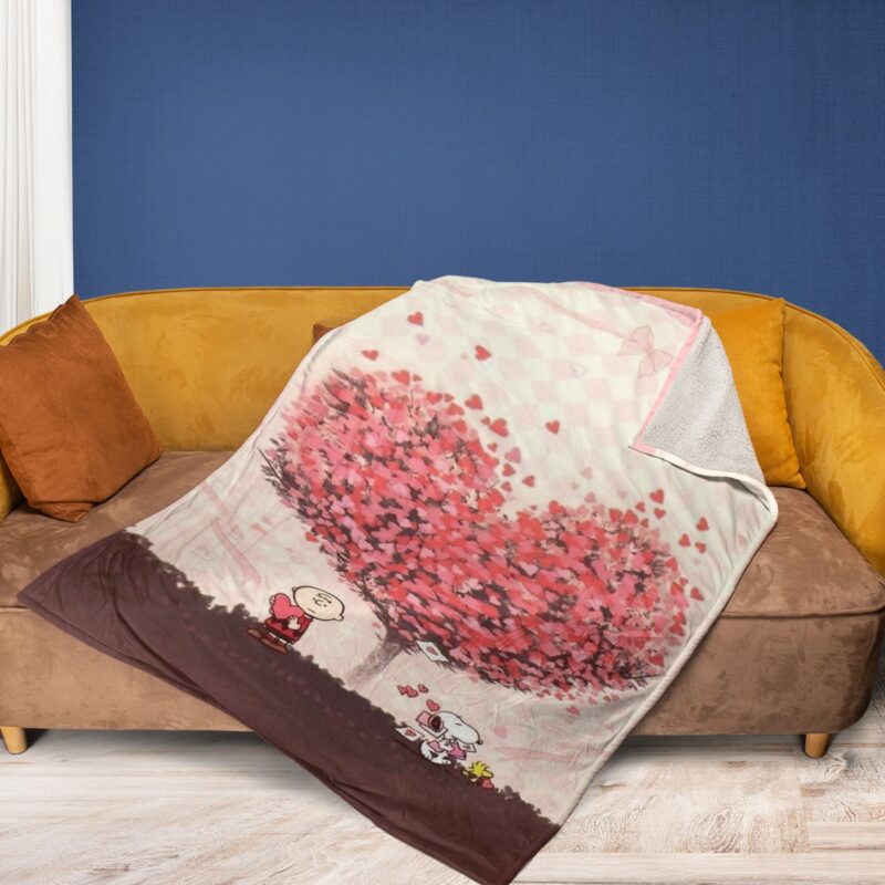 Snoopy Peanuts Friends Happy Valentines Day 2 Fan Gift Snoopy Peanuts Friends Gift For Fan Comfy Sofa Throw Blanket Gift 2