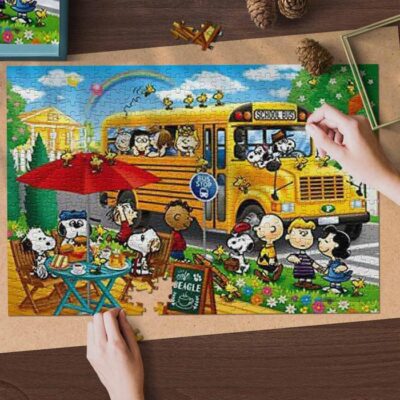 Snoopy's Beagle School Bus The Peanuts Cartoon 10 Gifts Lover Jigsaw Puzzle Game