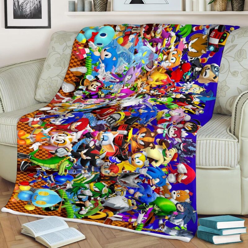 Sonic the Hedgehog Characters Comfy Sofa Throw Blanket Gift