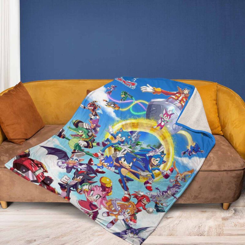 Sonic Happy 30th Anniversary Comfy Sofa Throw Blanket Gift