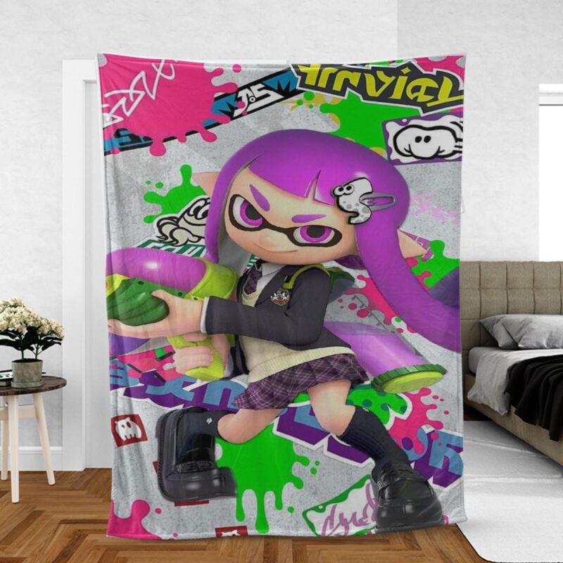 Splatoon Nintendo The Action Shooting Game Gift For Fan Comfy Sofa Throw Blanket Gift