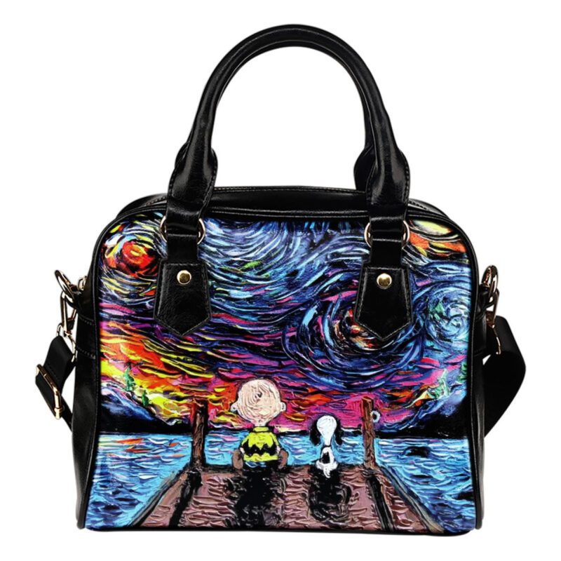 Starry Night Snoopy Lady Leather Shoulder Hand Bag SB0133