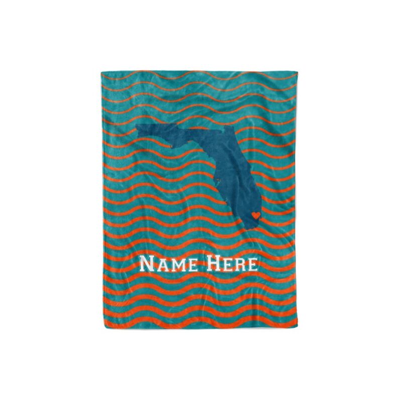 State Pride Series Miami Florida Personalized Custom Fleece or Sherpa Blankets with Your Family Name Football Edition 2