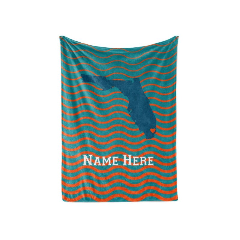 State Pride Series Miami Florida - Personalized Custom Fleece or Sherpa Blankets with Your Family Name - Football Edition