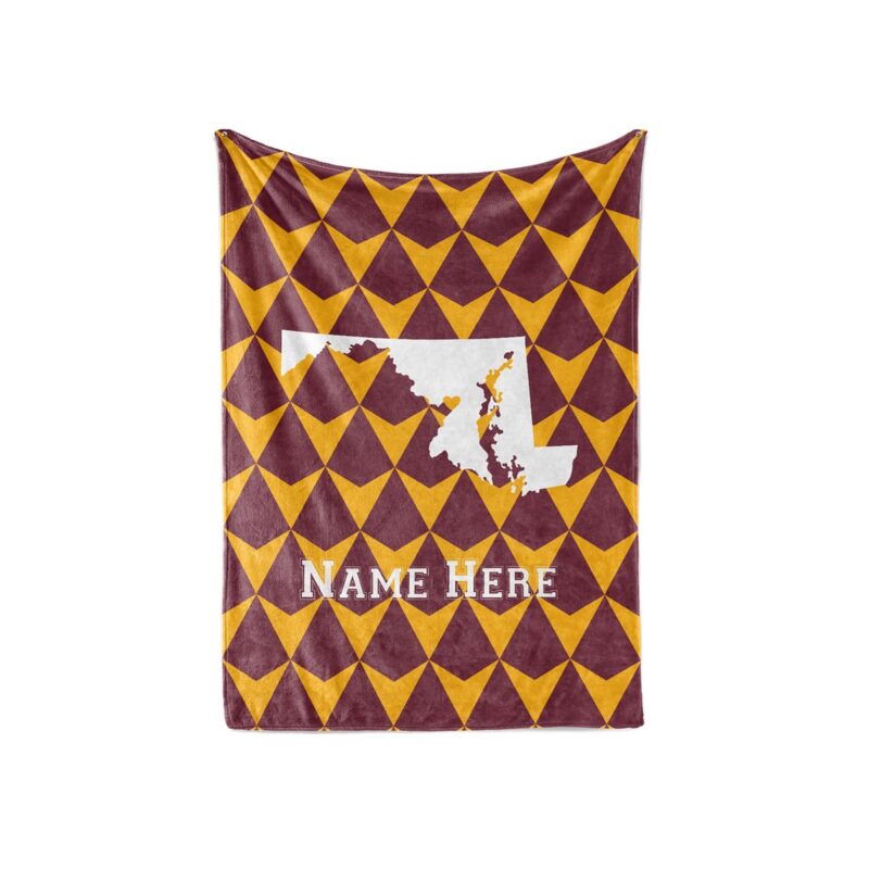 State Pride Series Washington Maryland - Personalized Custom Fleece or Sherpa Blankets with Your Family Name - Football Edition
