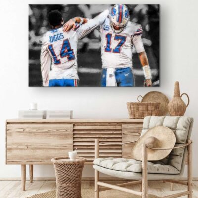 Stefon Diggs & Allen Canvas, Buffalo Bills, American Football Players, Wall Art Decor, American Football 1 Buffalo Bills