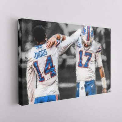 Stefon Diggs & Allen Canvas, Buffalo Bills, American Football Players, Wall Art Decor, American Football 2 American Football Players
