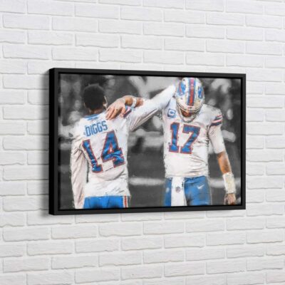 Stefon Diggs & Allen Canvas, Buffalo Bills, American Football Players, Wall Art Decor, American Football 3 Wall Art Decor