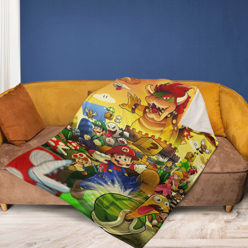 Super Mario Gift For Fan Comfy Sofa Throw Blanket Gift