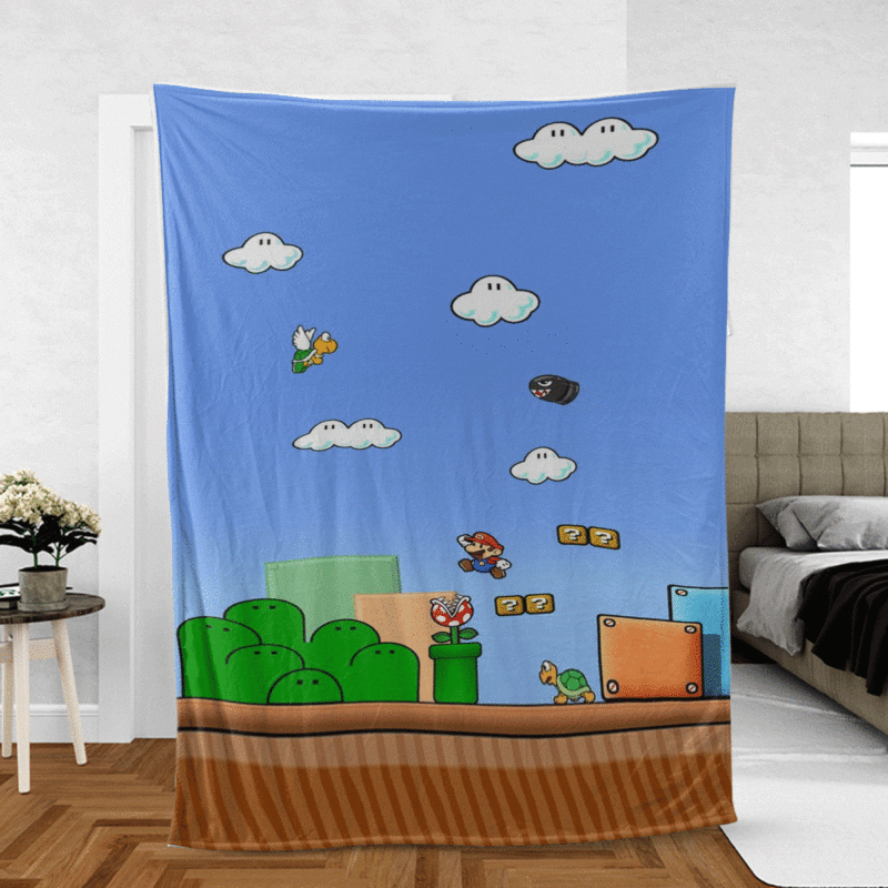 Super Mario Gift For Fan Comfy Sofa Throw Blanket Gift