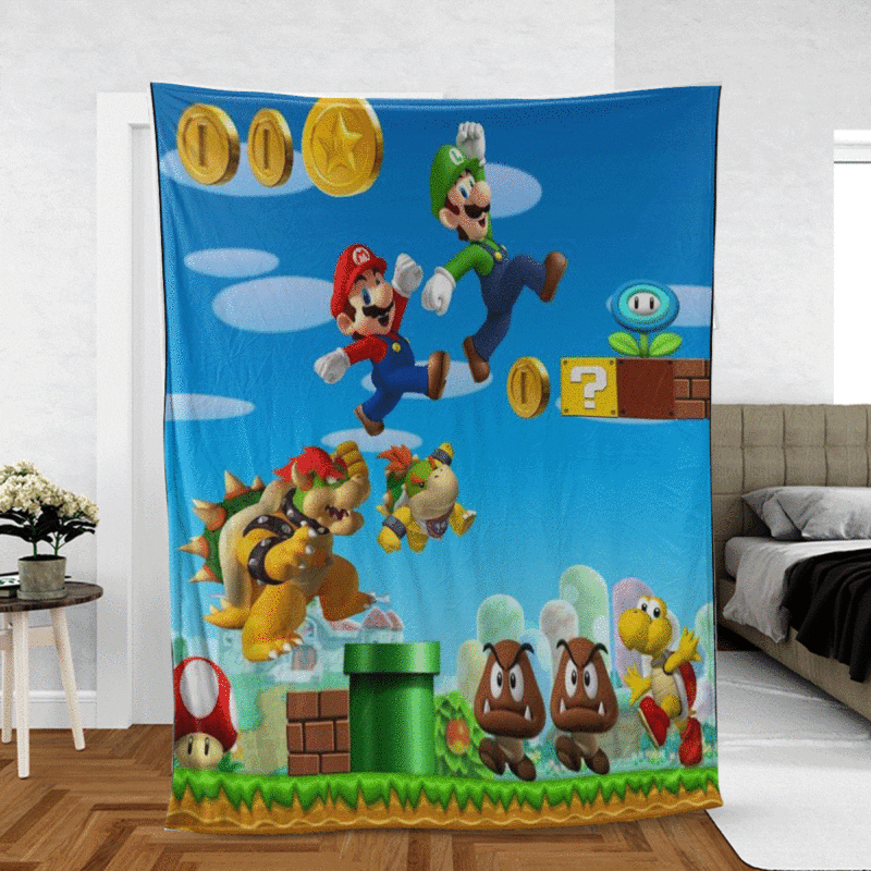 Super Mario Gift For Fan Comfy Sofa Throw Blanket Gift