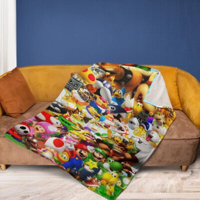 Super Mario Gift For Lover Super Mario All Characters Comfy Sofa Throw Blanket Gift 2