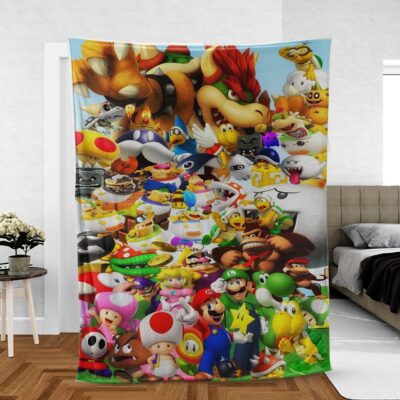 Super Mario Gift For Lover, Super Mario All Characters Comfy Sofa Throw Blanket Gift