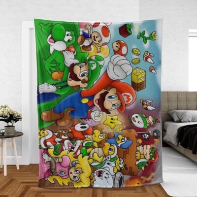 Super Mario Gift For Lover, Super Mario Party Comfy Sofa Throw Blanket Gift
