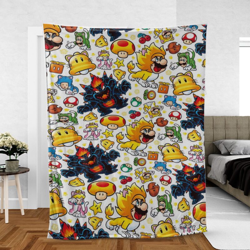 Super Mario Nintendo Gift For Fan Comfy Sofa Throw Blanket Gift