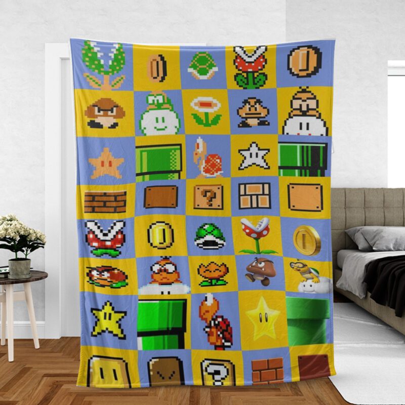 Super Mario Nintendo Gift For Fan Comfy Sofa Throw Blanket Gift