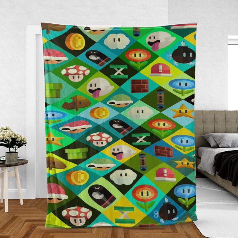 Super Mario Nintendo Gift For Fan Comfy Sofa Throw Blanket Gift