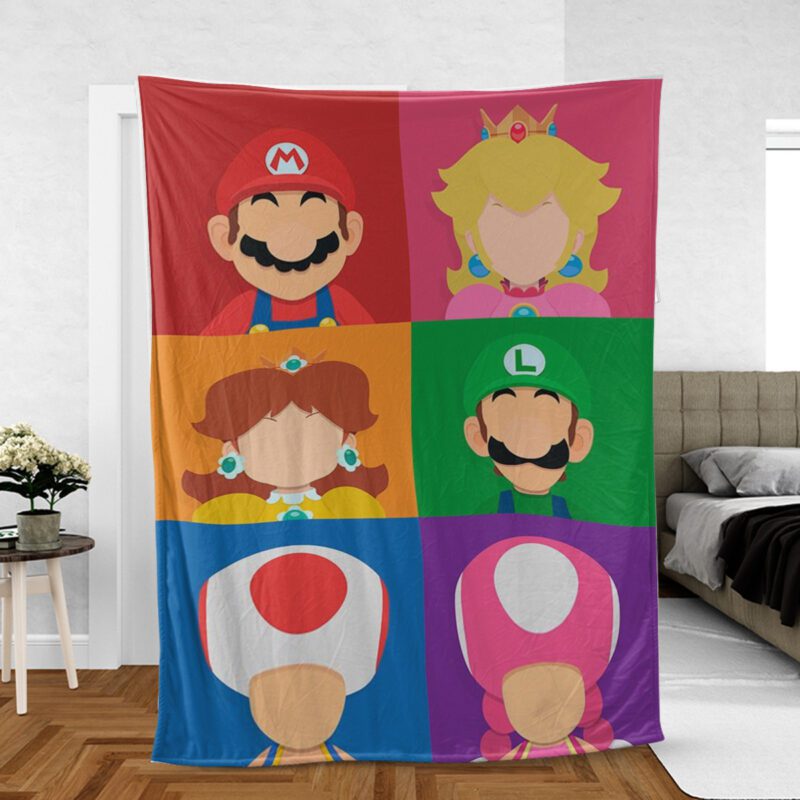 Super Mario Nintendo Gift For Fan Comfy Sofa Throw Blanket Gift