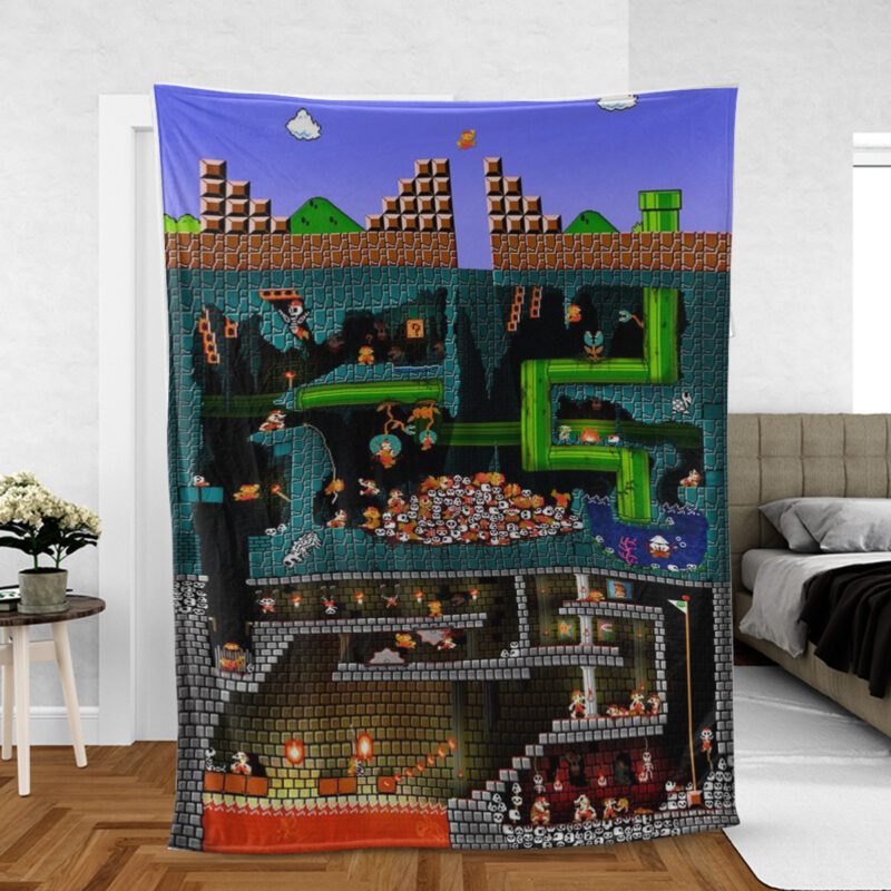 Super Mario Nintendo Gift For Fan Comfy Sofa Throw Blanket Gift