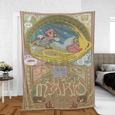 Super Mario World Vintage Game Christmas Gift Comfy Sofa Throw Blanket Gift 1