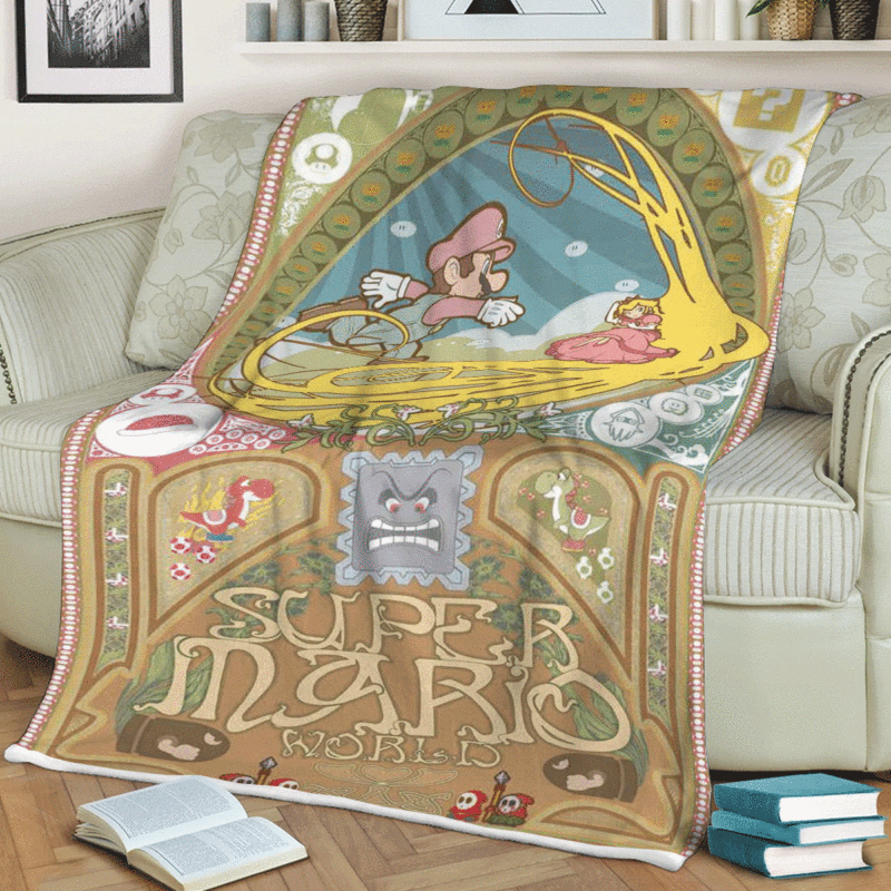 Super Mario World Vintage Game Christmas Gift Comfy Sofa Throw Blanket Gift