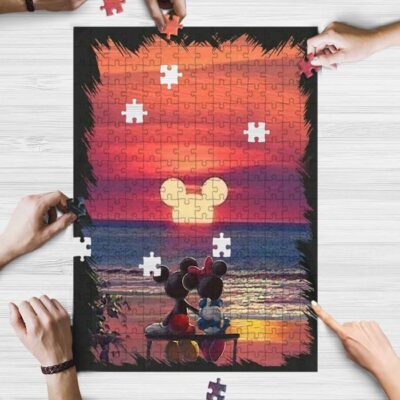 Sweet Love Of Mickey Couple Cartoon Disney Gifts Lover Jigsaw Puzzle GameMickey Mouse Fan Gift 2