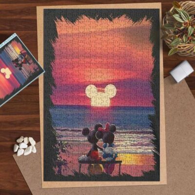 Sweet Love Of Mickey Couple Cartoon Disney Gifts Lover Jigsaw Puzzle Game