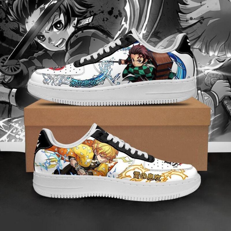 Tanjiro And Zenitsu Sneakers Demon Slayer Anime Shoes Air Force 1 Sneakers