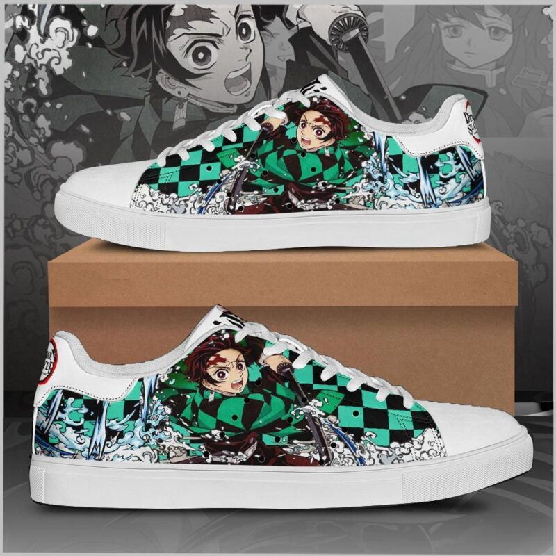 Tanjiro Water Breathing Demon Slayer Low Top Leather Skate Shoes