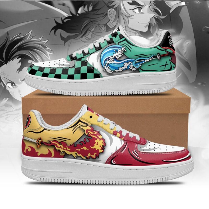 Tanjiro and Rengoku Air Force 1 Sneakers Custom Skills Demon Slayer Anime Shoes