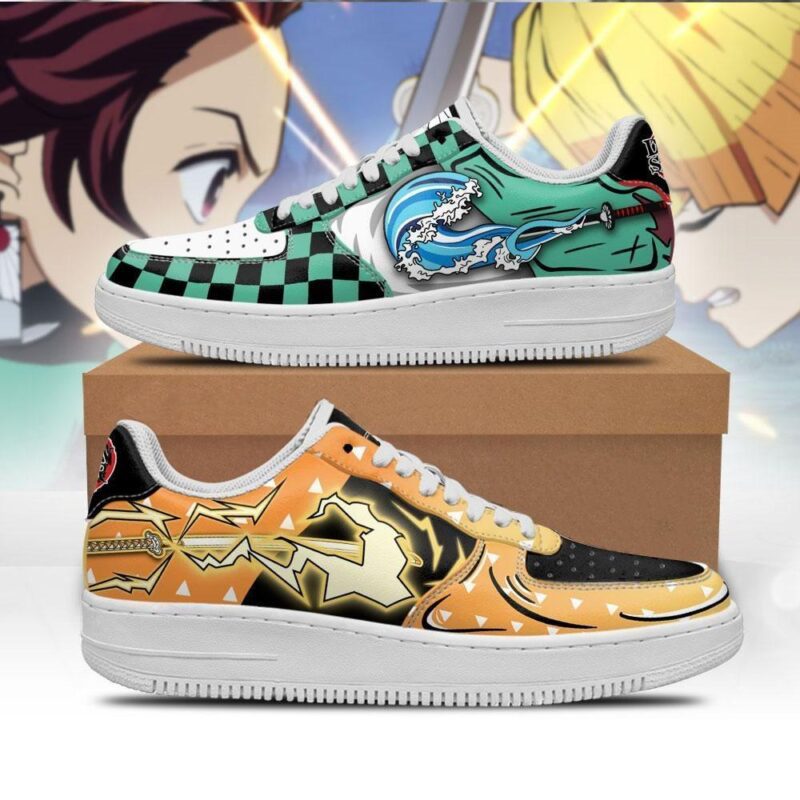 Tanjiro and Zenitsu Air Force 1 Sneakers Custom Skill Demon Slayer Shoes