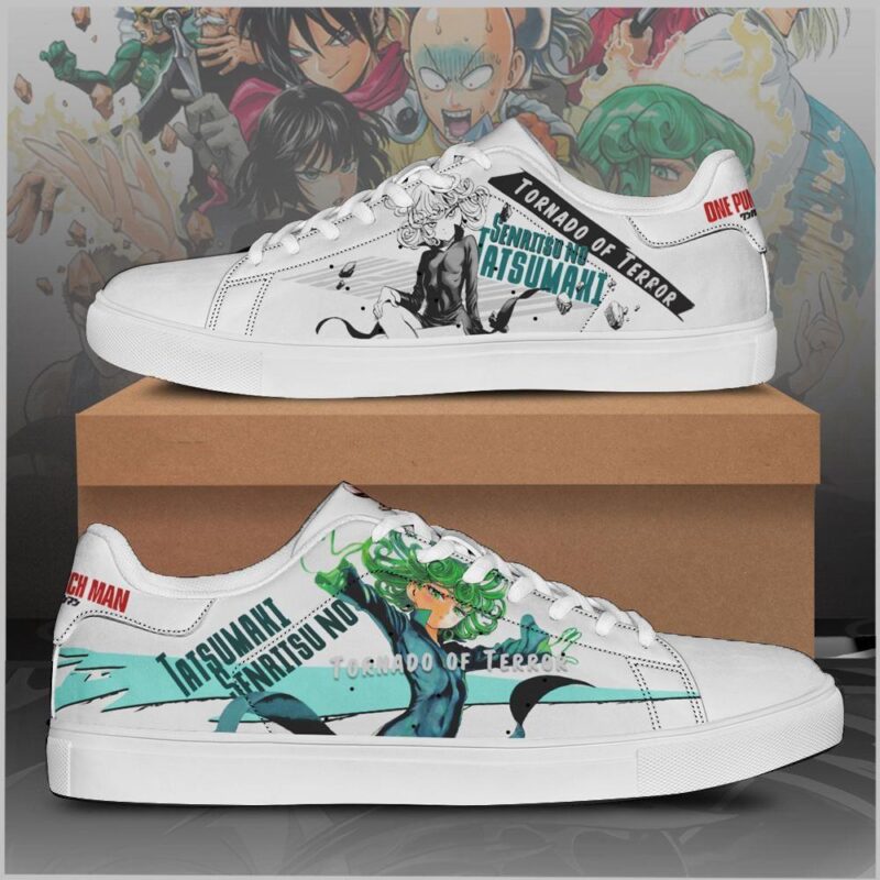 Tatsumaki One Punch Man Low Top Leather Skate Shoes