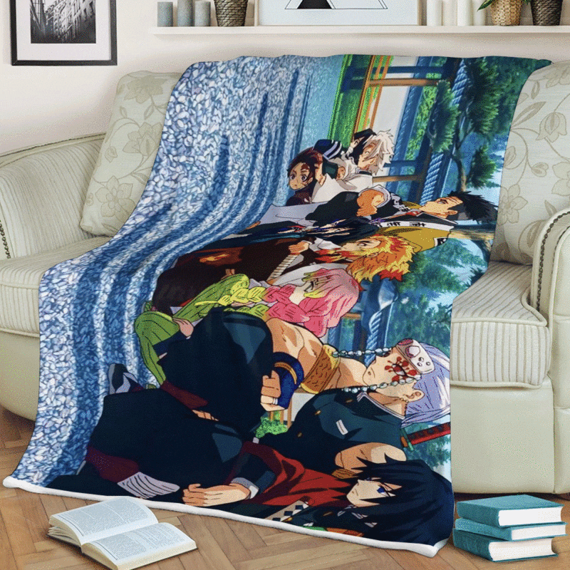 Teams Demon Slayer Kimetsu no Yaiba Wiki Run Anime Gift Lover Comfy Sofa Throw Blanket Gift