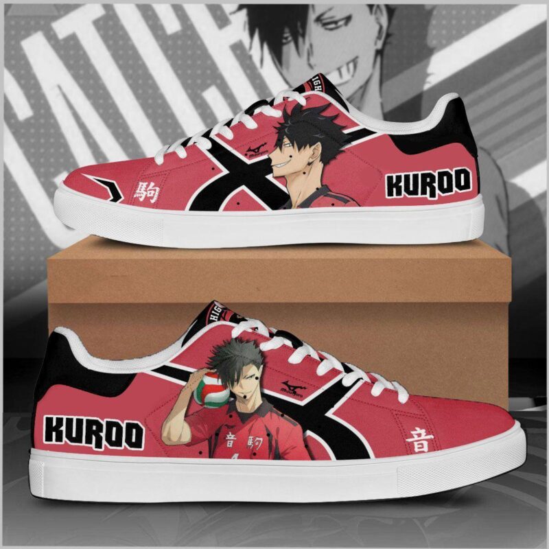 Tetsuro Kuroo Haikyuu Low Top Leather Skate Shoes