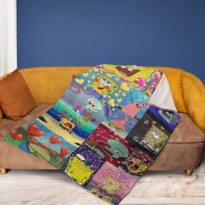 The SpongeBob Movie Sponge Out of Water Fan Gift SpongeBob Patrick Star and Squidward Tentacles Comfy Sofa Throw Blanket Gift 2