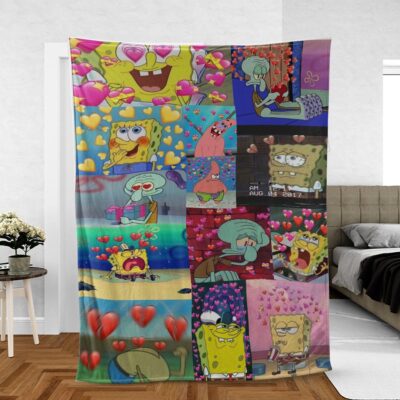 The SpongeBob Movie Sponge Out of Water Fan Gift, SpongeBob Patrick Star and Squidward Tentacles Comfy Sofa Throw Blanket Gift