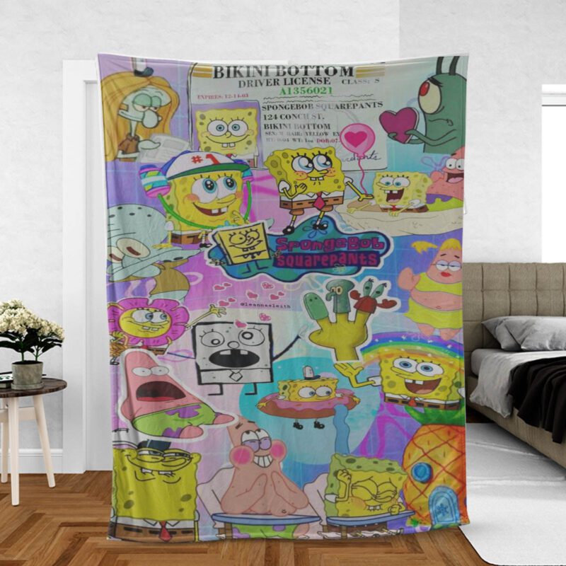 Spongebob Cute Birthday Gift Comfy Sofa Throw Blanket Gift