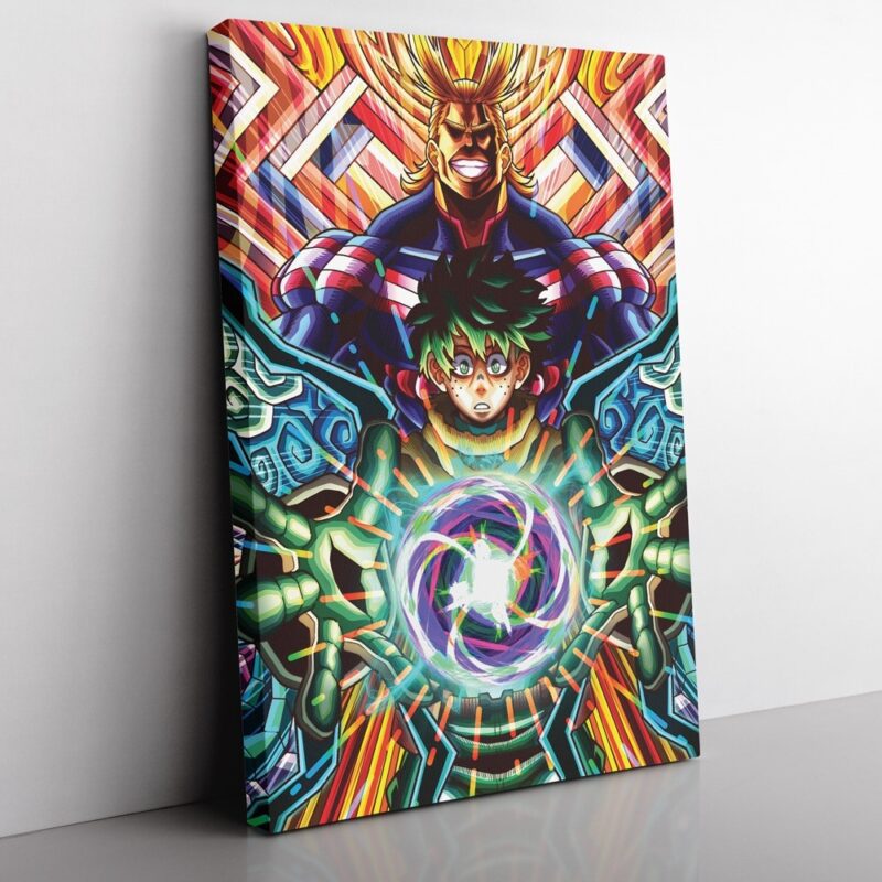 Trippy Deku x All Might My Hero Academia Canvas Poster Print Wall Art Decor