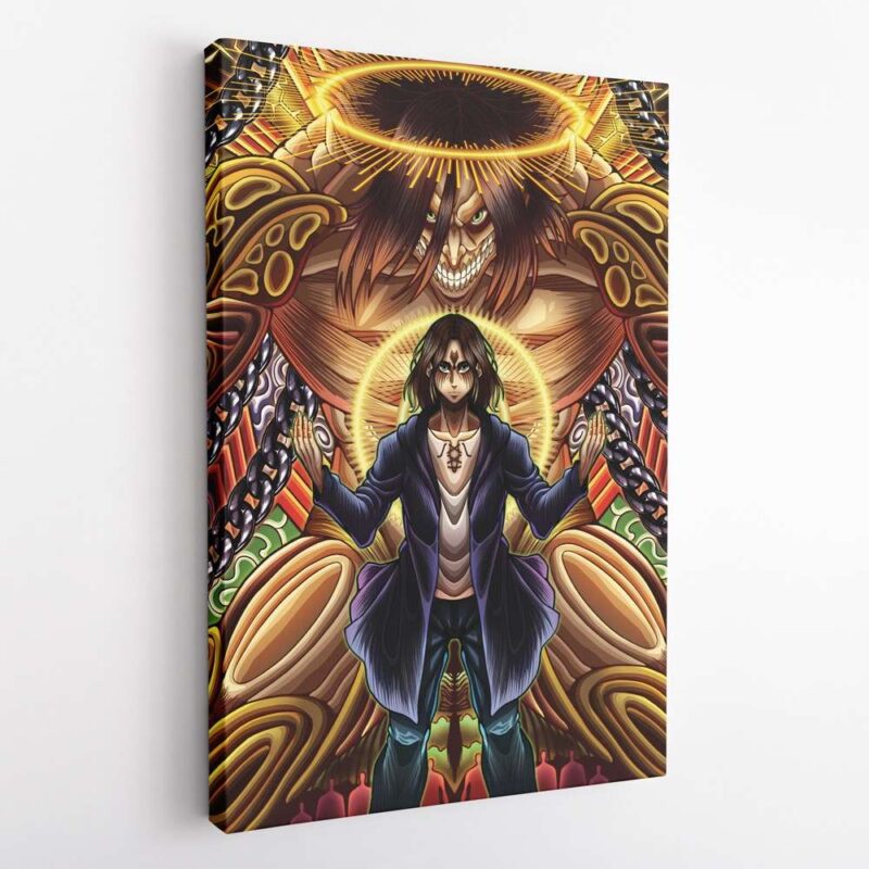 Trippy Eren Yeager Timeskip Attack on Titan Vertical Canvas Poster Print Wall Art Decor 1