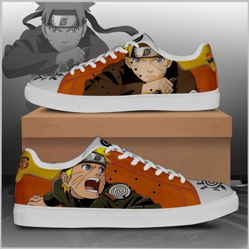 Uzumaki Naruto Low Top Leather Skate Shoes