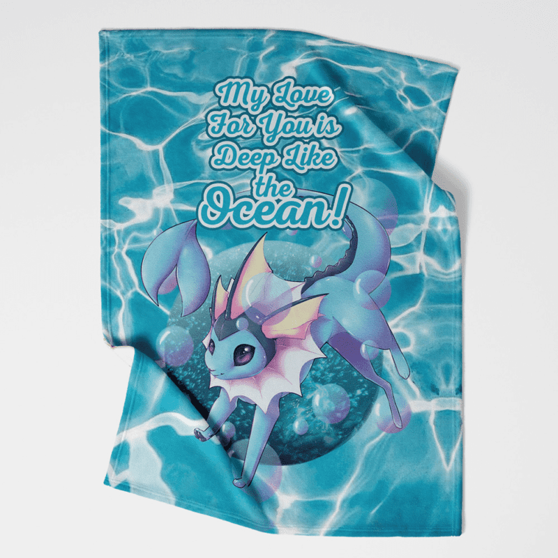 Vaporeon Deep Love Pokemon Fleece Blanket