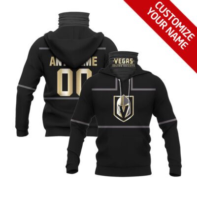 Vegas Golden Knights #00 Any Name Nhl Team Black Jersey Style Custom Number Name For Vegas Golden Knights Fans Gaiter Hoodie GH0376