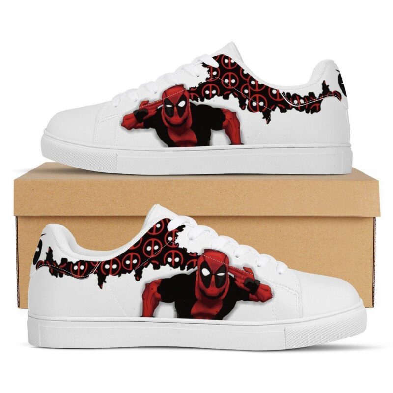 Wade Wilson Deadpool Low Top Leather Skate Shoes