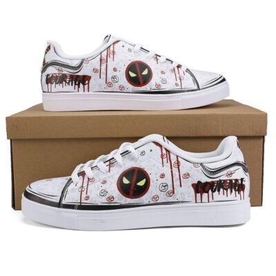 Wade Wilson Deadpool Low Top Leather Skate Shoes