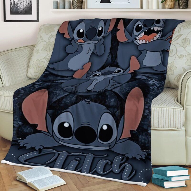 Walt Disney Stitch Stitch And Lilo Gift For Fan Comfy Sofa Throw Blanket Gift