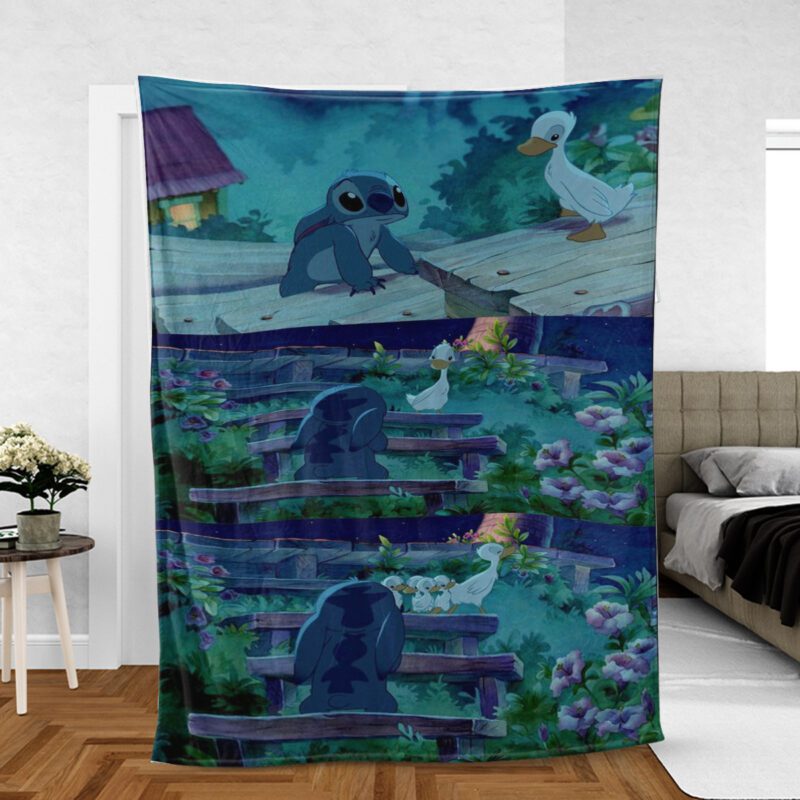 Walt Disney Stitch Stitch And Lilo Stitch And Duck Gift For Fan Comfy Sofa Throw Blanket Gift